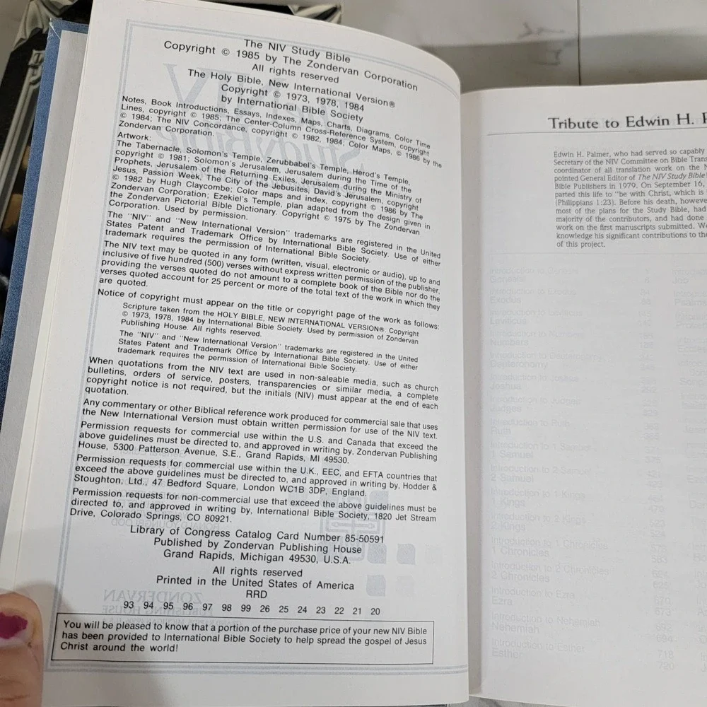 The NIV Study‎ Bible New International Version Zondervan (1985, Hardcover)